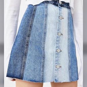 BLANK NYC All or Nothing PANELED DENIM MINI SKIRT, BUTTON UP FRONT, New 4